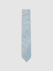 Azul suave - Reiss Aurelio Silk Pin-Dot Tie - Imagen 1 de 5
