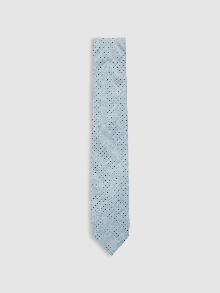 Azul suave - Reiss Aurelio Silk Pin-Dot Tie - Imagen 1 de 5