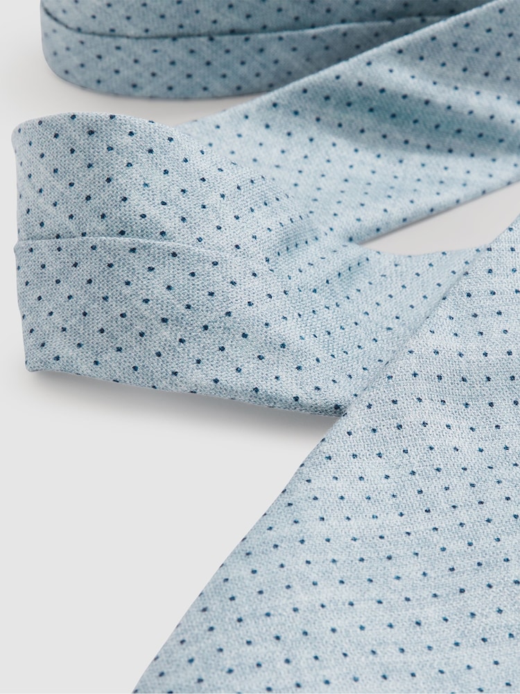 Reiss Soft Blue Aurelio Silk Pin-Dot Tie - Image 3 of 5