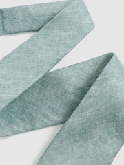 Reiss Soft Sage Elio Linen Textured Tie - Image 3 of 4