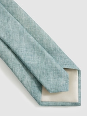 Reiss Soft Sage Elio Linen Textured Tie - Image 4 of 4