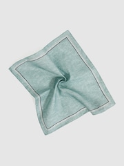 Reiss Soft Sage Fiorello Linen Pocket Square - Image 2 of 3