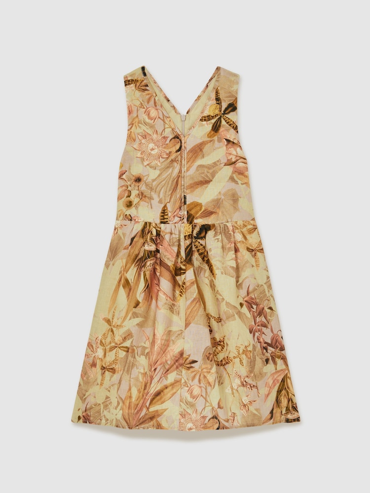 Reiss Khaki Anna 13-14 yrs Reiss | NYBG Floral-Print Midi Dress - Image 1 of 5