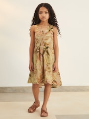 Reiss Khaki Anna 13-14 yrs Reiss | NYBG Floral-Print Midi Dress - Image 2 of 5