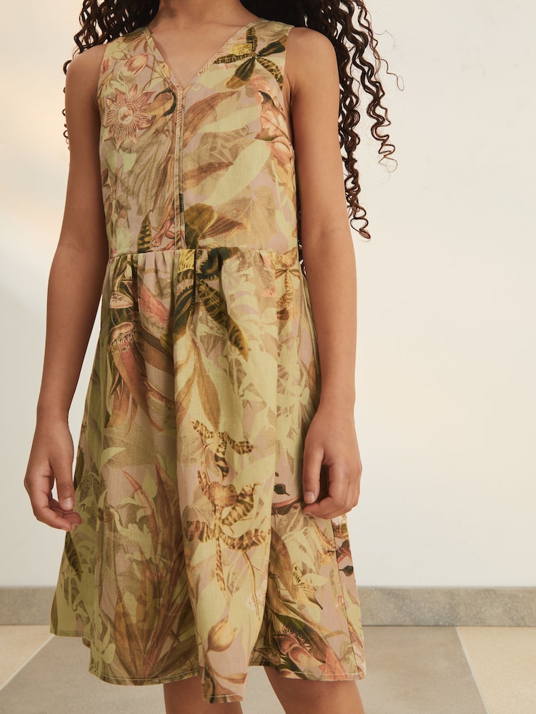 Reiss Khaki Anna 13-14 yrs Reiss | NYBG Floral-Print Midi Dress - Image 3 of 5