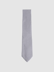 Reiss Soft Pink Caruso Silk Geometric-Print Tie - Image 1 of 4