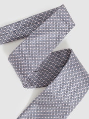 Reiss Soft Pink Caruso Silk Geometric-Print Tie - Image 2 of 4