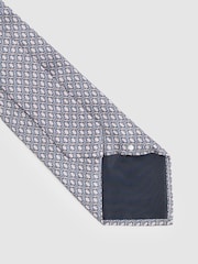 Reiss Soft Pink Caruso Silk Geometric-Print Tie - Image 3 of 4