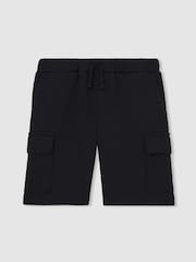 Reiss Navy Oliver 13-14 yrs Interlock-Jersey Cargo Shorts - Image 1 of 4