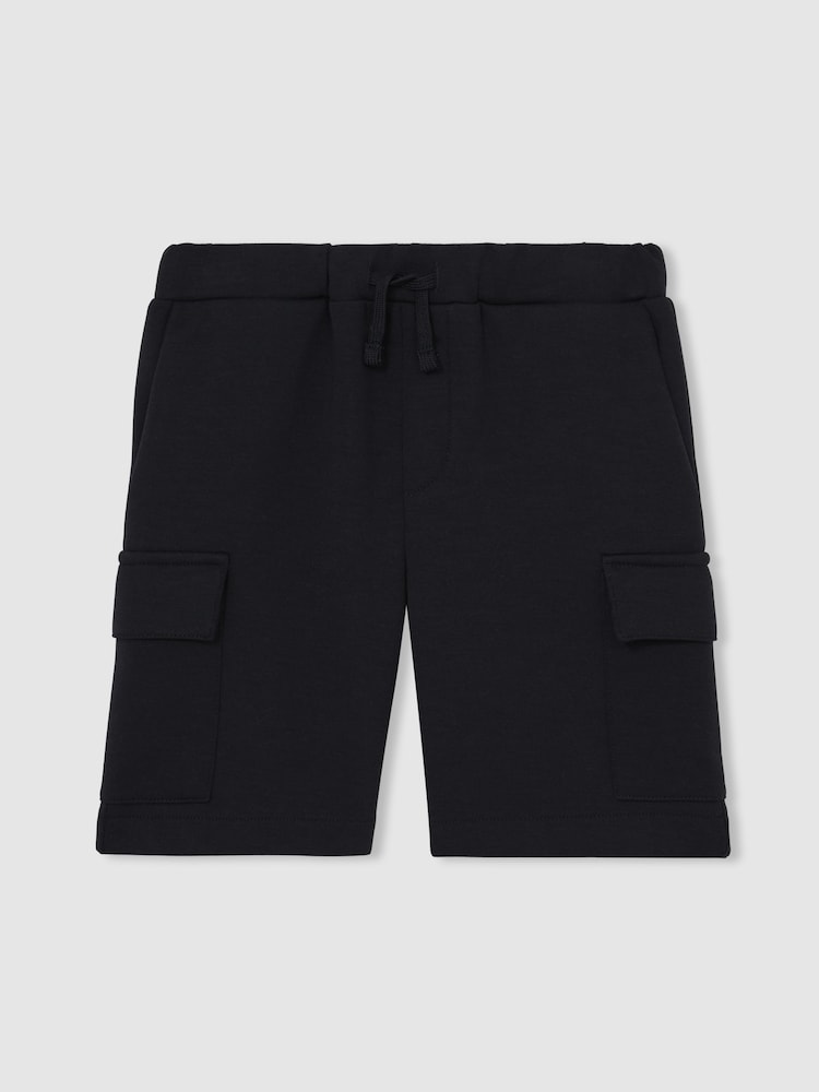 Reiss Navy Oliver 13-14 yrs Interlock-Jersey Cargo Shorts - Image 1 of 4