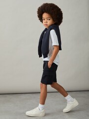 Reiss Navy Oliver 13-14 yrs Interlock-Jersey Cargo Shorts - Image 2 of 4
