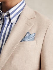 Reiss Soft Blue Melange Enrico Almond Print Silk Pocket Square - Image 2 of 4