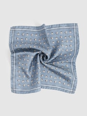 Reiss Soft Blue Melange Enrico Almond Print Silk Pocket Square - Image 3 of 4