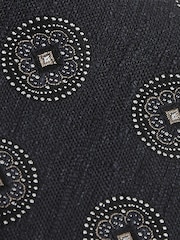 Reiss Navy Ginevra Silk Blend Tie with Medallion Pattern - Image 4 of 4