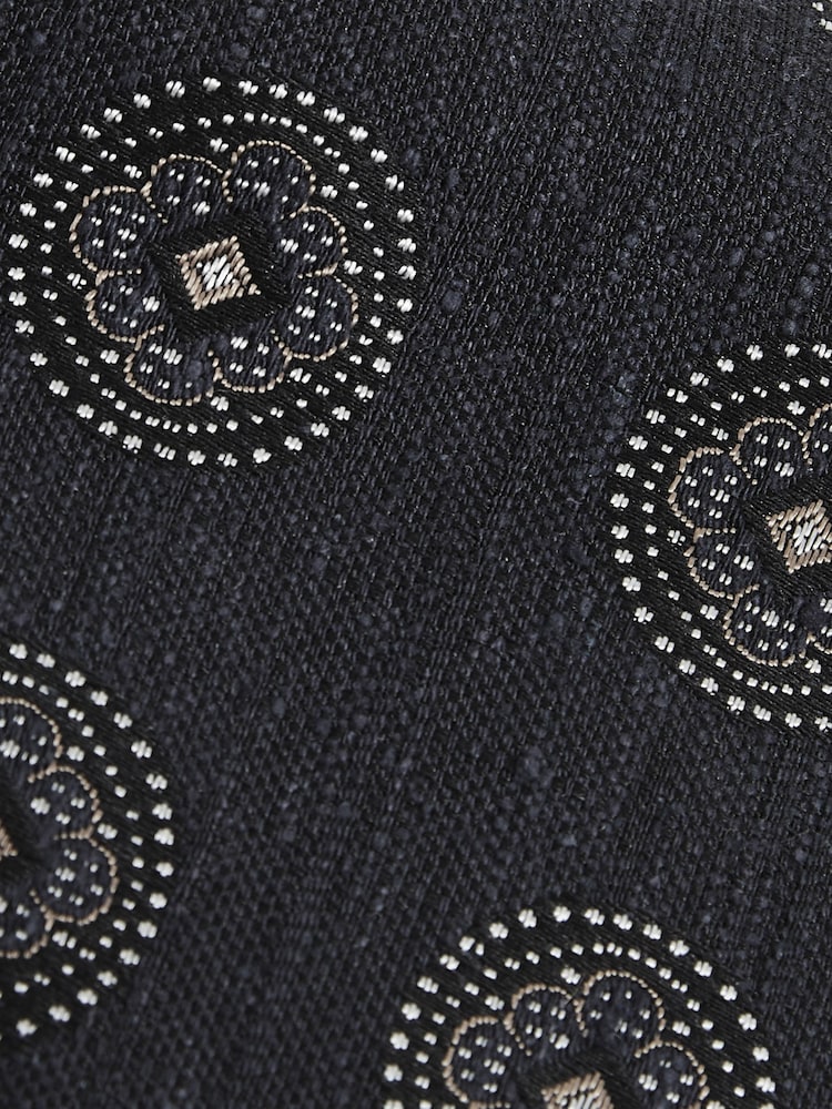 Reiss Navy Ginevra Silk Blend Tie with Medallion Pattern - Image 4 of 4