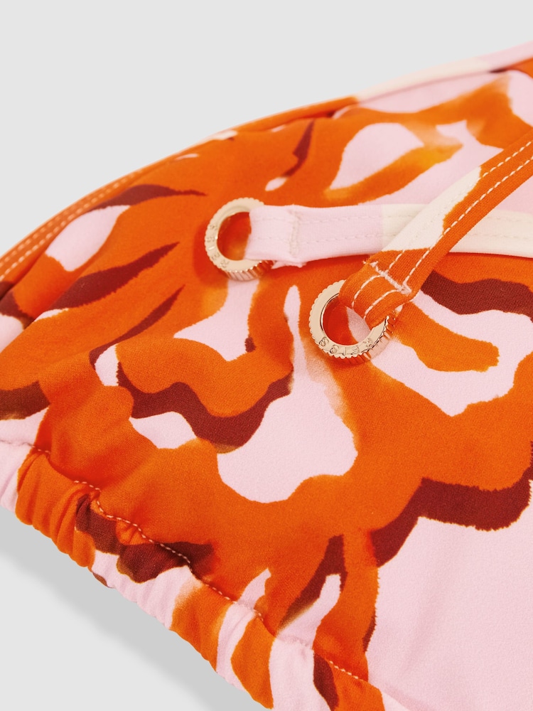 Reiss Pink/Orange Tina Printed Triangle Halter Neck Bikini Top - Image 5 of 5