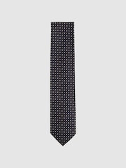 Reiss Navy/Tobacco Pelosa Foulard Silk Blend Floral Print Tie - Image 1 of 5