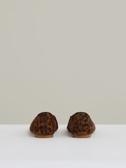 Reiss Animal Amelia Leather Rounded-Point Toe Ballet Flats - Image 2 of 4