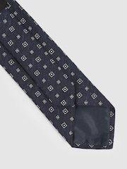 Reiss Navy Anzio Foulard Silk Blend Tie with Medallion Pattern - Image 3 of 4