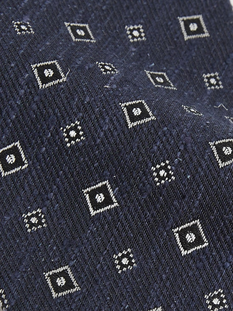 Reiss Navy Anzio Foulard Silk Blend Tie with Medallion Pattern - Image 4 of 4