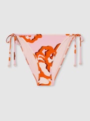 Reiss Pink/Orange Tina Printed Side Tie Bikini Bottoms - Image 2 of 4