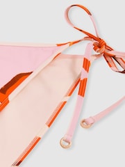 Reiss Pink/Orange Tina Printed Side Tie Bikini Bottoms - Image 4 of 4