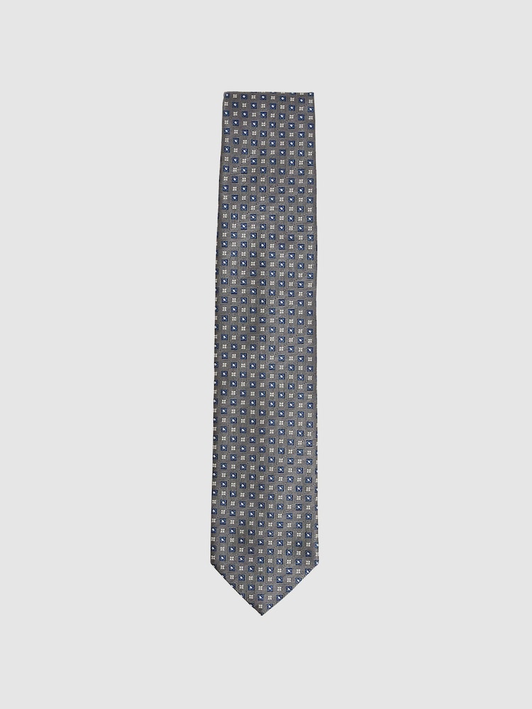 Reiss Charcoal Pelosa Foulard Silk Blend Floral Print Tie - Image 1 of 4