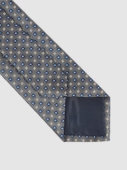 Reiss Charcoal Pelosa Foulard Silk Blend Floral Print Tie - Image 3 of 4
