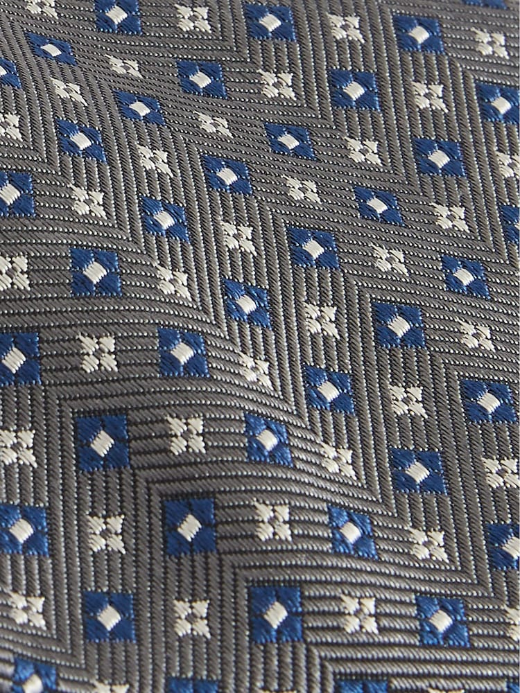 Reiss Charcoal Pelosa Foulard Silk Blend Floral Print Tie - Image 4 of 4