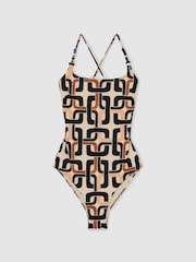 Reiss Florence Chain-Print Square-Neck Swimsuit - Image 2 of 7