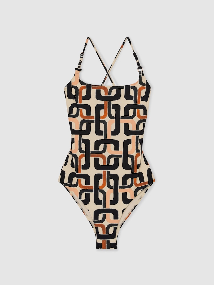 Reiss Florence Chain-Print Square-Neck Swimsuit - Image 2 of 7