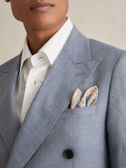 Reiss Indigo Blue Giotte Silk Medallion-Print Pocket Square - Image 2 of 4