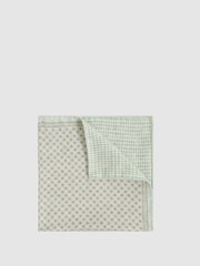Reiss Soft Sage Giulio Silk Medallion-Print Pocket Square - Image 1 of 5