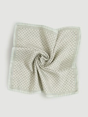 Reiss Soft Sage Giulio Silk Medallion-Print Pocket Square - Image 3 of 5