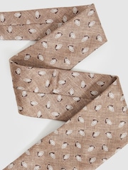Reiss Soft Brown Melange Leone Silk Geometric Print Tie - Image 2 of 4
