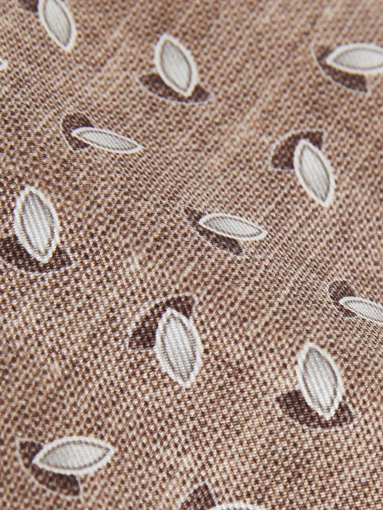 Reiss Soft Brown Melange Leone Silk Geometric Print Tie - Image 4 of 4