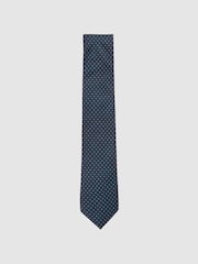 Azul marino - Reiss Aurelio Silk Pin-Dot Tie - Imagen 1 de 5