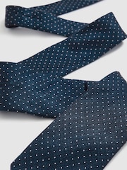 Azul marino - Reiss Aurelio Silk Pin-Dot Tie - Imagen 3 de 5