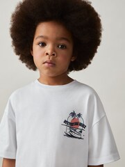 Reiss White/Multi Jimmy 13-14 yrs Cotton Oversized Graphic-Print T-Shirt - Image 4 of 5