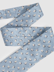 Reiss Soft Blue Melange Leone Silk Geometric Print Tie - Image 2 of 4