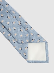 Reiss Soft Blue Melange Leone Silk Geometric Print Tie - Image 3 of 4