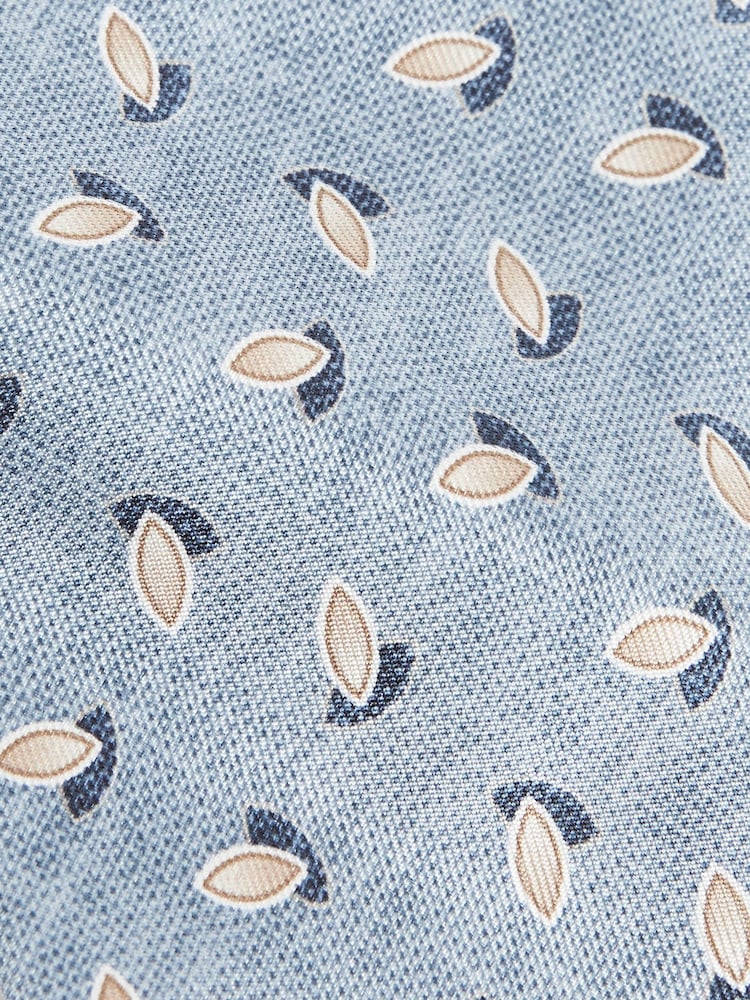 Reiss Soft Blue Melange Leone Silk Geometric Print Tie - Image 4 of 4