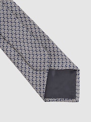 Reiss Navy Caruso Silk Geometric-Print Tie - Image 3 of 4