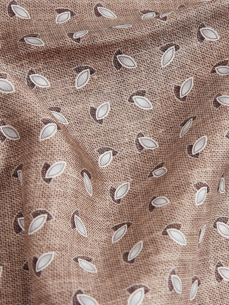 Reiss Soft Brown Melange Enrico Almond Print Silk Pocket Square - Image 4 of 4