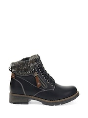 Pavers Black Knitted Cuff Ankle Boots - Image 1 of 5