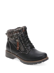 Pavers Black Knitted Cuff Ankle Boots - Image 2 of 5