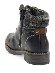 Pavers Black Knitted Cuff Ankle Boots - Image 3 of 5