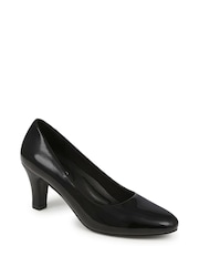 Pavers Black Cone Heeled Court Shoes - Image 2 of 5
