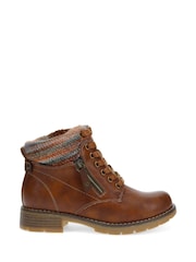 Pavers Brown Knitted Cuff Ankle Boots - Image 1 of 5