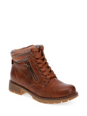 Pavers Brown Knitted Cuff Ankle Boots - Image 2 of 5
